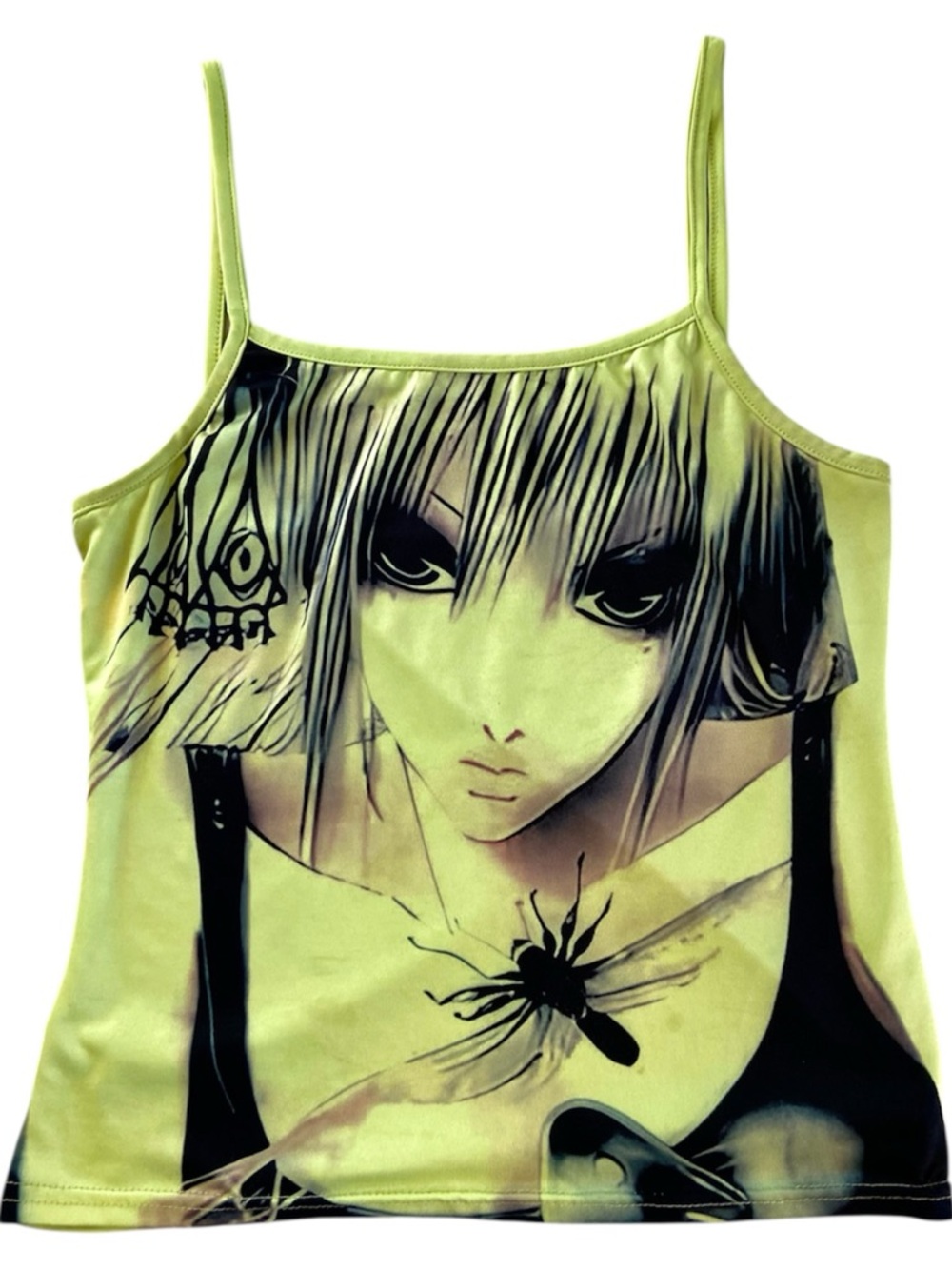 Anime Girl Spider Y2K Graphic Yellow Tank Top